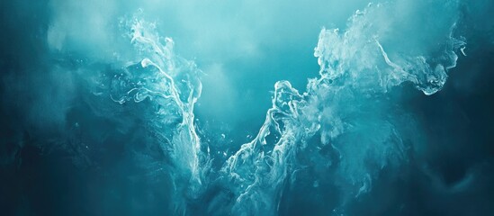 Poster - Aerial view of aqua blue water with swirling textures and soft waves, creating a serene underwater atmosphere and ethereal feel.