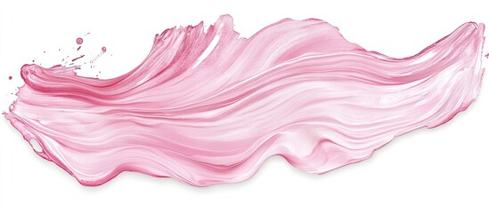 Aufkleber - Soft pastel pink paint stroke with fluid, wavy texture, creating a dynamic visual effect on a clean white background for creative design.