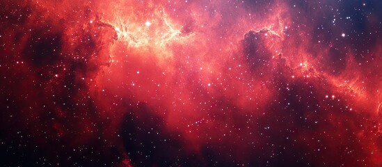 Leinwandbilder - Vibrant cosmic red background with swirling stardust, luminous light rays, and glowing celestial elements creating a captivating cosmic atmosphere.