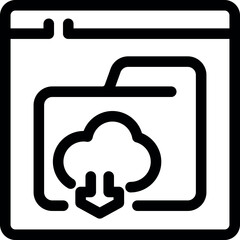 Wall Mural - cloud download, folder with files downloading from cloud storage to computer via web browser, simple