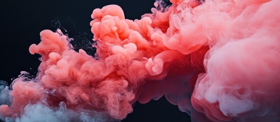 Aufkleber - Vibrant coral smoke billows and swirls on a deep black backdrop showcasing rich shades of coral and hints of white in a mesmerizing display