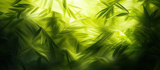 Poster - Abstract blurred foliage in vivid green hues with layered leaf patterns creates a stunning background for artistic and design projects