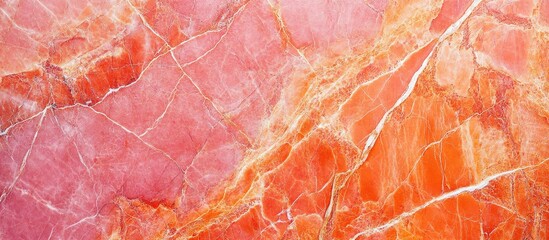 Aufkleber - Vibrant abstract marble texture in vivid orange and pink hues with intricate veins providing a visually striking artistic background design.