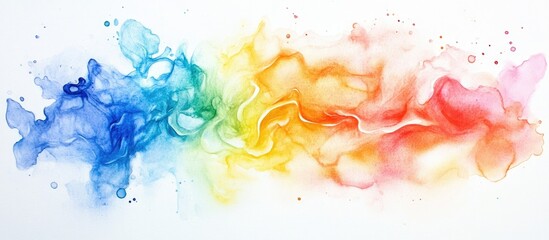 Aufkleber - Vibrant rainbow abstract watercolor art with fluid lines in blue, green, yellow, orange, and red creating a captivating visual experience.