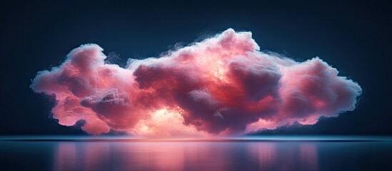 Fototapete - Mesmerizing glowing pink smoke clouds float against a dark background illuminated by vibrant RGB lighting creating a captivating visual atmosphere