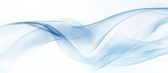 Fototapete - Translucent blue waves gracefully flowing across a light background creating a serene and calming abstract composition.