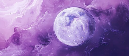 Aufkleber - Abstract fluid art featuring dominant lavender blue hues with a central moon, surrounded by soft swirls and gentle textures in varying purple tones.
