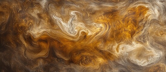 Fototapete - Abstract swirling clouds of brown, white, and hints of gold creating a dynamic space-like texture, evoking depth and motion in a cosmic setting.
