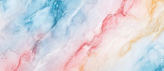Fototapete - Vibrant abstract marble background with flowing patterns in blue, pink, and yellow creating a captivating visual experience.