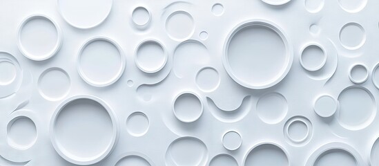 Poster - Modern white textured surface with varying sized circles and subtle shadows ideal for 2024 themed backgrounds or stylish design projects.