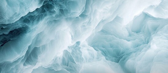 Aufkleber - Abstract fluid texture in soft shades of turquoise and white, creating a smooth and airy composition with gentle wave-like patterns.