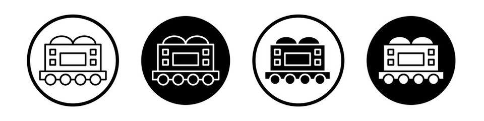 Wall Mural - Train cargo icon collection in black and white filled and outlined style for web.