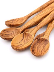 Canvas Print - Olive wood spoons on white background