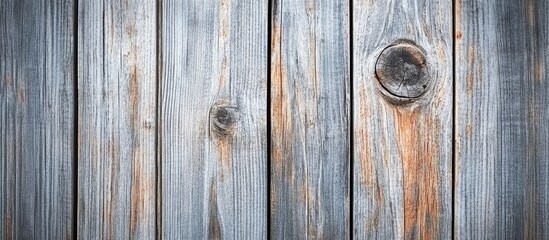 Wall Mural - Rustic wood texture with horizontal planks in gray and brown tones featuring visible knots and grain patterns suitable for backgrounds and designs.