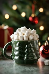 Wall Mural - Festive mug filled with marshmallows. AI.