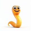 © Marina - Cartoon-style happy worm with big eyes and a cute smile, placed on a bright white background