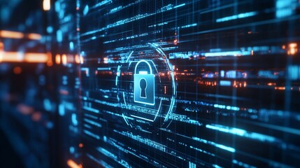 Digital security, data protection, network, code, cybersecurity, abstract background, technology concept