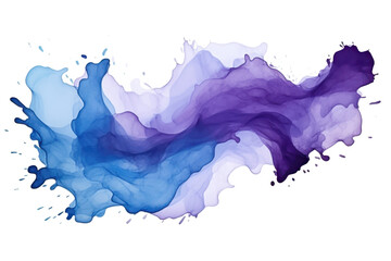 Wall Mural - purple blue watercolor stain isolated on white or transparent png