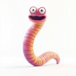 © Marina - Long segmented worm stretching out of the ground, centered on a clean white background
