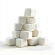 © Marina - Stack of fluffy vanilla marshmallows dusted with powdered sugar, placed on a bright white background