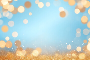 Aufkleber - A soft-focus gradient of deep blue transitioning to a warm gold hue, with delicate glittery bokeh sparkles gently hovering in the scene,