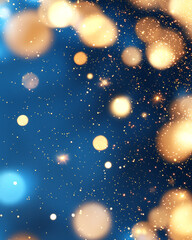 Poster - A mesmerizing digital backdrop featuring swirling gold dust motes against a dreamy azure base, creating a luxurious bokeh effect,