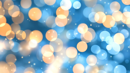 Aufkleber - A luminous bokeh-inspired layout where scattered golden lights intermingle with deep azure tones, suggesting depth and motion,