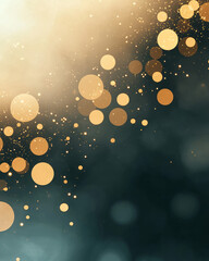 Aufkleber - A macro-like view of softly glowing particles in gold emerging from a hazy cobalt mist, balancing brightness and subtlety,