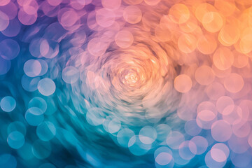 Aufkleber - A captivating swirl of rose gold hints amidst a predominantly azure bokeh field, giving a layered, magical sense of light,