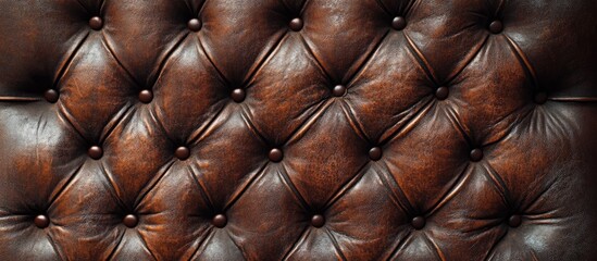 Canvas Print - Rich dark brown leather texture features tufted design with distinct stitching and buttons creating a vintage, elegant appearance on soft surface.