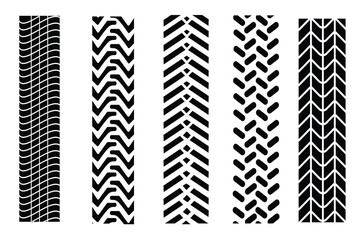 car tire tracks vector, icon design. tire treads, silhouette of tread marks for cars and vehicles. w