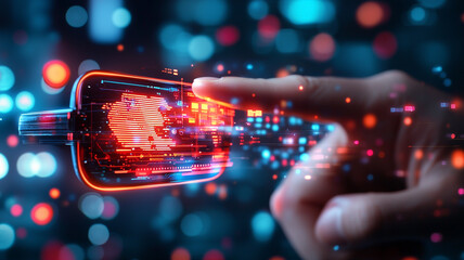 Wall Mural - interacting with digital data streams a futuristic technology visualization