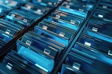 Wall Mural - glowing rows of servers are storing data in a futuristic data center