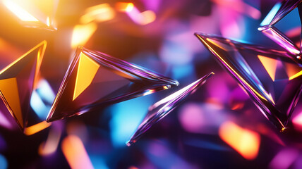 Wall Mural - vibrant abstract background with glowing geometric triangles