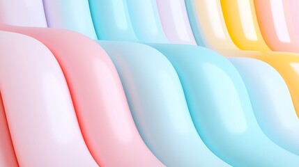 Wall Mural - Soft Pastel Waves of Colorful Smooth Surfaces in Gentle Tones for Modern Backgrounds and Designs