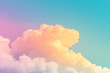 Wall Mural - Pastel sky, fluffy clouds, tranquil scene, serenity, design