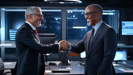 Wall Mural - leaders shaking hands in a meeting for shared progress
