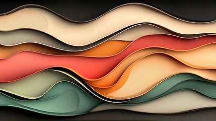 Wall Mural - An abstract gradient of earthy tones forming the outline of rolling hills. Minimalist landscape, grounded serenity. Abstract design with vibrant contrasts.