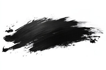Aufkleber - Brushstroke of black paint on a white canvas showing creative artistic expression in abstract art