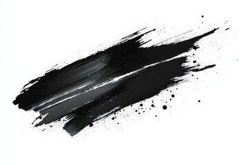 Aufkleber - Black paint stroke with splatters on a white background depicting creativity in artistic expression
