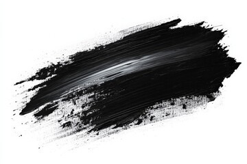 Aufkleber - Dynamic black brushstroke on a white canvas showcasing abstract artistic expression and texture