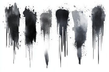 Leinwandbilder - Abstract black and gray ink splashes create a dramatic and moody artistic background for various uses