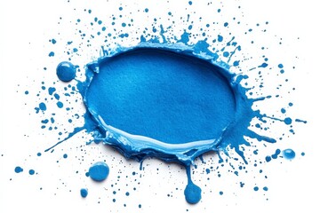 Aufkleber - Bright blue paint splatter creating a colorful display on a white background in an artistic setting