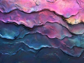Wall Mural - Abstract composition of iridescent gradients flowing seamlessly over textured surfaces