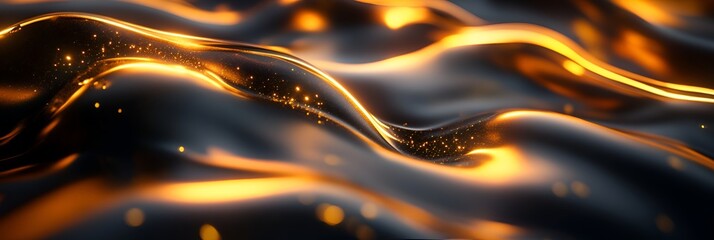 Wall Mural - Abstract glowing liquid metal effect with flowing golden highlights and a futuristic aesthetic