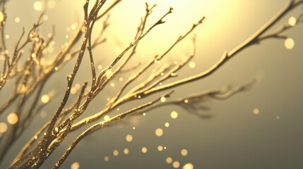 Wall Mural - golden branches bokeh create enchanting atmosphere