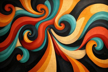 Aufkleber - Colorful swirling abstract design with bold shapes and vibrant tones creating dynamic movement