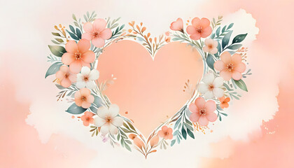 Wall Mural - background Peach Floral Heart