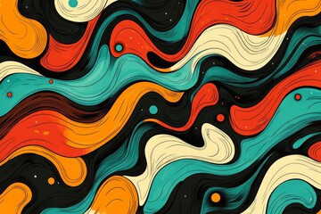 Poster - Colorful abstract wave patterns swirling together in dynamic design