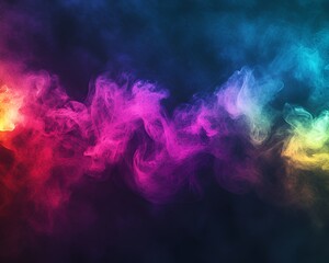 Wall Mural - Abstract smoke effect with vivid rainbow hues blending into a dark and atmospheric background